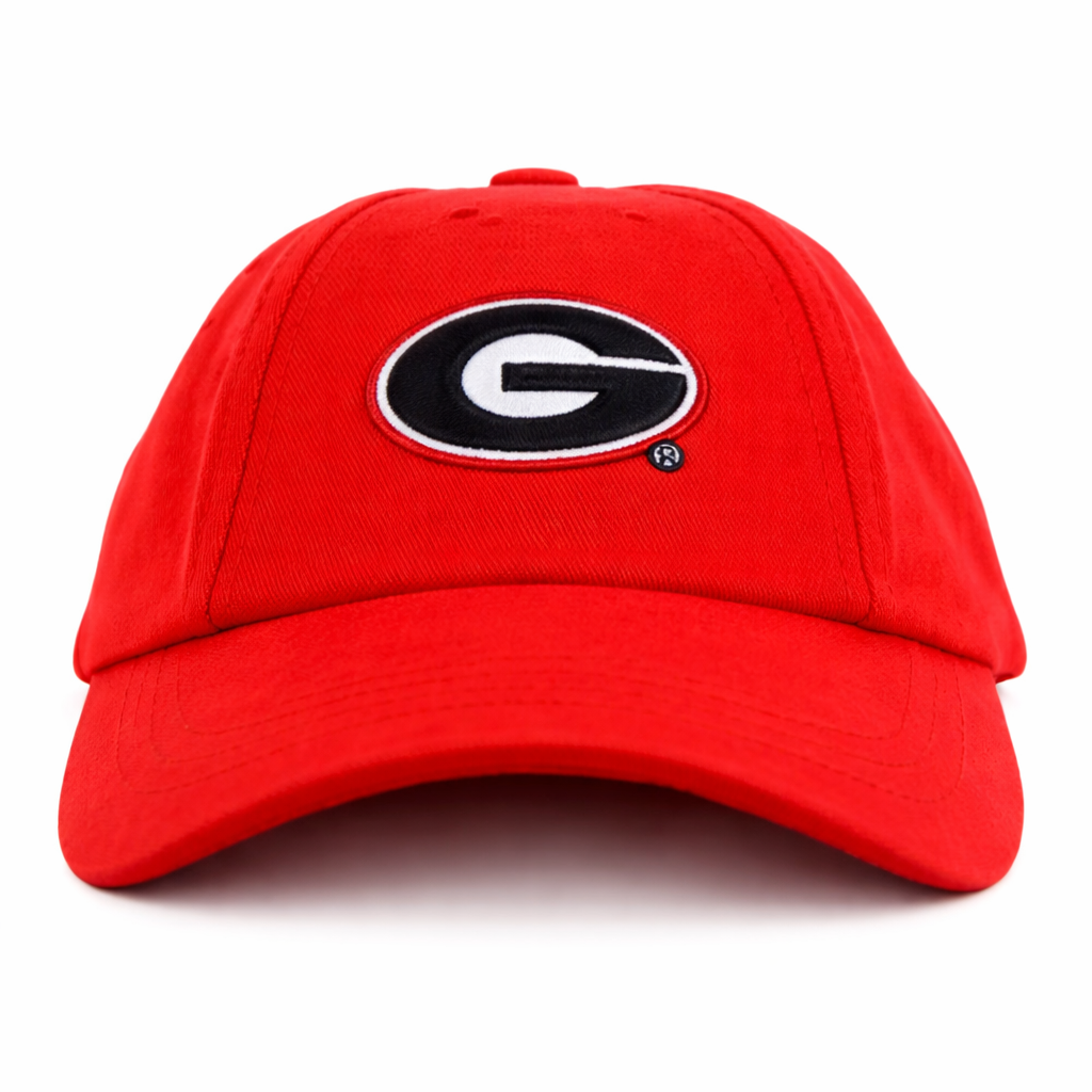 Red cap with a logo on a white background