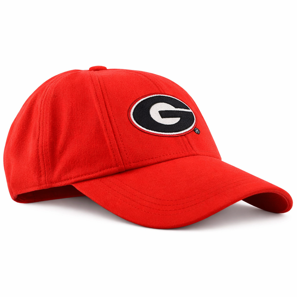 Red cap with a logo on a white background