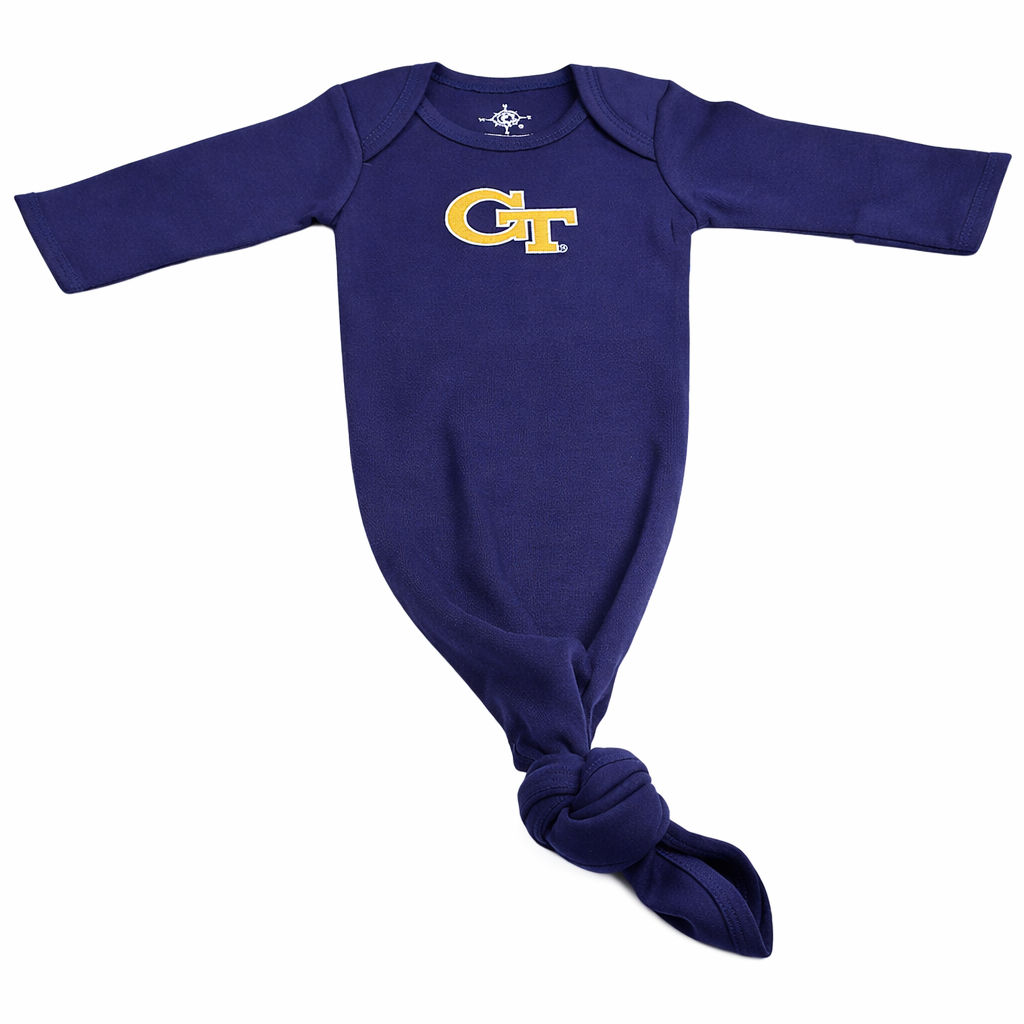 Blue baby wrap with 'GT' logo on a white background